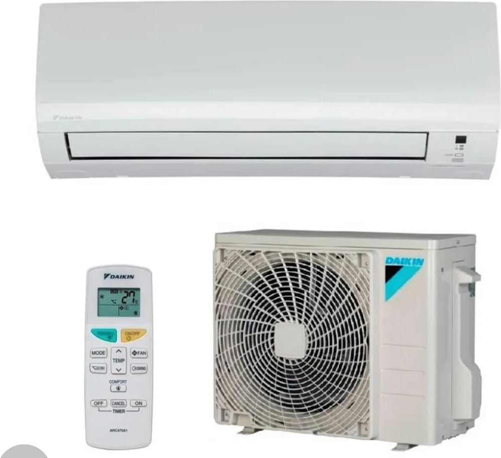 Ar condicionado Daikin — unidade interior, comando e unidade exterior
